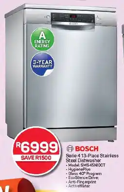 Pick n Pay Hypermarket BOSCH Serie 413-Place Stainless Steel Dishwasher offer