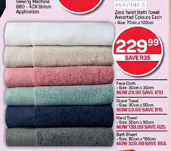 Pick n Pay Hypermarket INSPIRED Zero Twist Bath Towel Assorted Colours Each offer