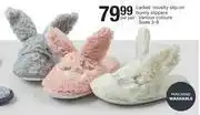Ladies Novelty Slip On Bunny Slippers-Per Pair