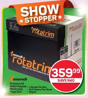 Pick n Pay Hypermarket Mondi Rotatrim A4 Multi-Purpose Photocopy Paper Box offer