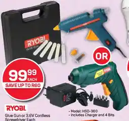 Pick n Pay Hypermarket RYOBI Glue Gun or 3.6V Cordless Screwdriver Each offer