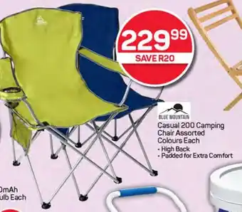 Pick n Pay Hypermarket BLUE MOUNTAIN Casual 200 Camping Chair Assorted Colours Each offer