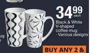 Checkers Hyper Black & White V Shaped Coffee Mug-Each offer