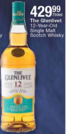 Checkers Liquor Shop The Glenlivet 12-Year-Old Single Malt Scotch Whisky 750ml offer