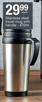 Checkers Hyper Stainless Steel Travel Mug 470ml With Handle offer