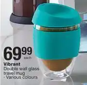Checkers Hyper Vibrant Double Wall Glass Travel Mug-Each offer