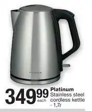 Checkers Hyper Platinum 1.7Ltr Stainless Steel Cordless Kettle offer