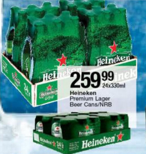 Heineken Premium Lager Beer 24x330ml offer at Checkers Liquor Shop