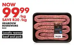 Woolworths Grabouw boerewors offer