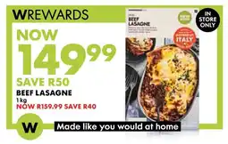Woolworths BEEF LASAGNE offer