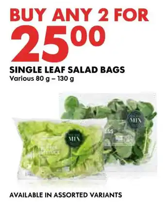 Woolworths Single leaf salad bags offer