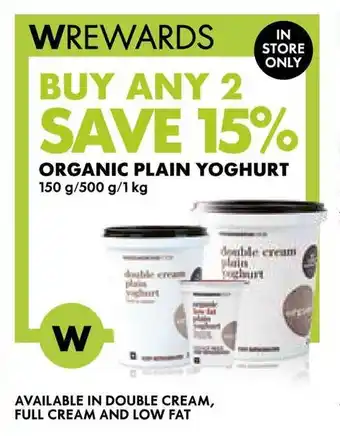 Woolworths Organic plain yoghurt offer