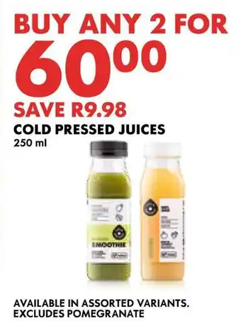 Woolworths Cold pressed juices offer