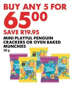 Mini playful penguin crackers or oven baked munchies