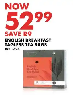 Woolworths English breakfast tagless tea bags offer