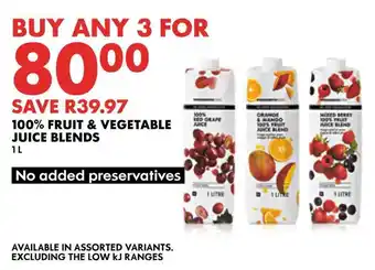 Woolworths 100% fruit & vegetable juice blends offer