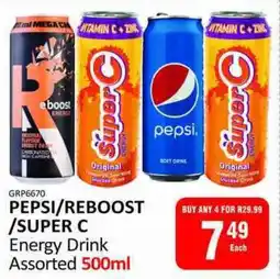 KitKat Cash and Carry PEPSI/ REBOOST/ SUPER C Energy Drink Assorted offer