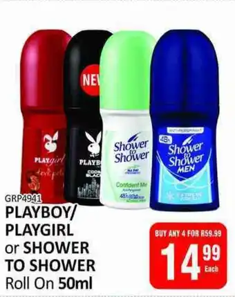 KitKat Cash and Carry PLAYBOY/ PLAYGIRL or SHOWER TO SHOWER Roll On offer