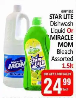 KitKat Cash and Carry STAR LITE Dishwash Liquid Or MIRACLE MOM Bleach Assorted offer