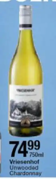 Vriesenhof Unwooded Chardonnay 750ml