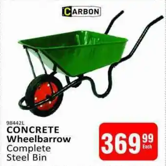 KitKat Cash and Carry CARBON CONCRETE Wheelbarrow Complete Steel Bin offer