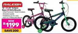 Game RALEIGH 16" OR 20" Eclipse Boys OR Girls Bicycle offer