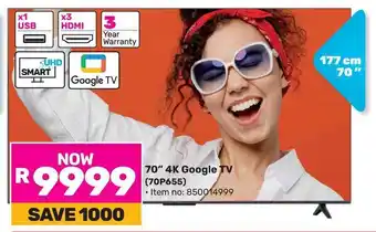 Game TCL 70" 4K Google TV offer