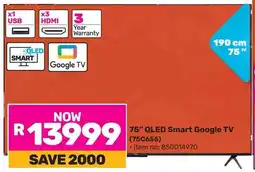 Game TCL 75" QLED Smart Google TV offer