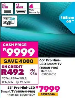 Game Hisense 65" Pro Mini- LED Smart TV offer