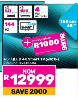 Game Hisense 65" QLED 4K Smart TV (65Q7N) offer