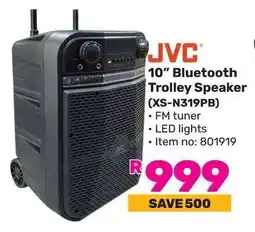 Game JVC 10" Bluetooth Trolley Speaker (XS-N319PB) offer