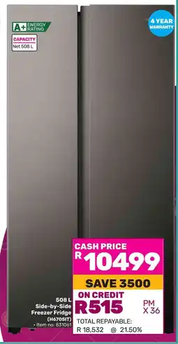 Game Hisense Side-by-Side Freezer Fridge offer