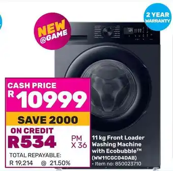 Game SAMSUNG Front Loader Washing Machine with Ecobubble offer