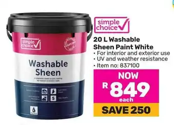 Game Simple Choice Washable Sheen Paint White offer