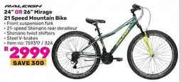 Game RALEIGH 24" OR 26" Mirage 21 Speed Mountain Bike offer