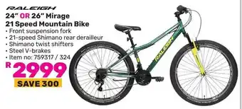 Game RALEIGH 24" OR 26" Mirage 21 Speed Mountain Bike offer