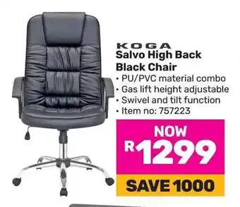 Game KOGA Salvo High Back Black Chair offer