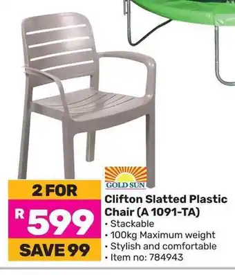 Game GOLD SUN Clifton Slatted Plastic Chair offer