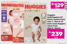 Game Huggies Gold Nappies OR Pants Jumbo Pack OR Extra Care Nappies Value Pack offer