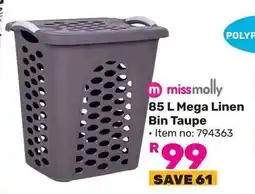 Game Missmolly Mega Linen Bin Taupe offer