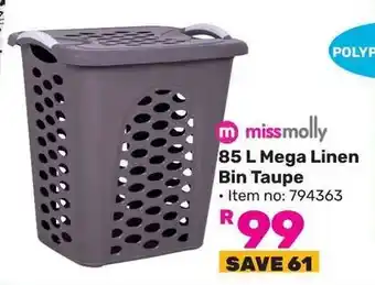 Game Missmolly Mega Linen Bin Taupe offer