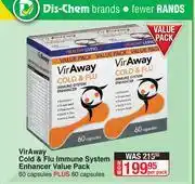 Dis-Chem VirAway Cold & Flu Immune System Enhancer Value Pack 60 Capsules Plus 60 Capsules-Per Pack offer