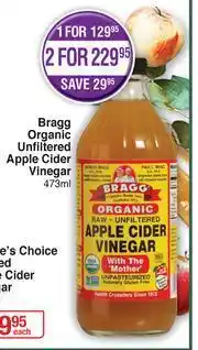 Dis-Chem Bragg Organic Unfiltered Apple Cider Vinegar-473ml offer