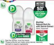 Dis-Chem Bio Vital Natural Roll On With Salvia Extract Assorted-50ml Each offer