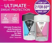 Shield Ultimate Protection Anti Perspirant Deodorant Stick For Men Or Women Assorted-45ml