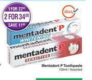 Mentadent P Toothpaste Assorted-100ml