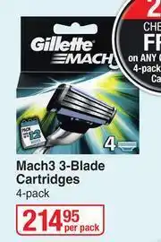 Dis-Chem Gillette Mach3 3 Blade Cartridges 4 Pack-Per Pack offer