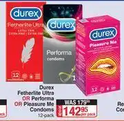 Dis-Chem Durex Fetherlite Ultra Or Performa Or Pleasure Me Condoms 12 Pack-Per Pack offer