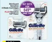 Dis-Chem Gillette Skin Guard Sensitive 2 Blade Cartridges 8 Pack Plus Sensitive 1UP Razor-For Both offer