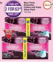 Dis-Chem Maxi Thick DreamZzz Cotton Soft Pads Value Pack-Each offer
